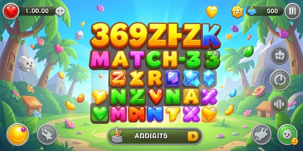 Gameplay seru dalam 369ZK dengan tantangan Match-3.