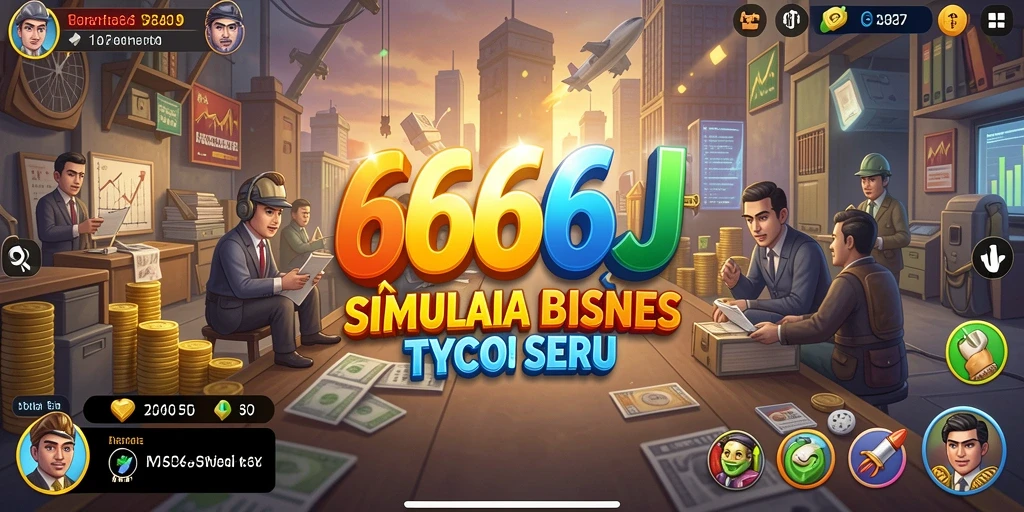 Screenshot utama 666J menampilkan momen seru saat mengelola bisnis Tycoon.