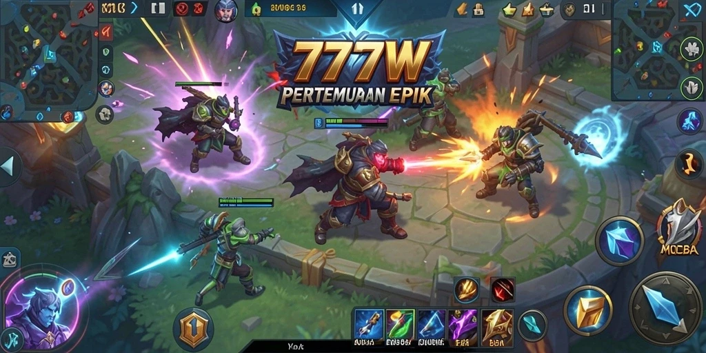 Gameplay seru di <strong>7777W</strong> dengan pertarungan tim yang menarik.
