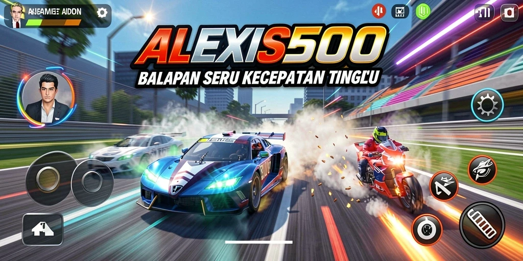 Gameplay ALEXIS500 yang mendebarkan dan penuh aksi balapan.