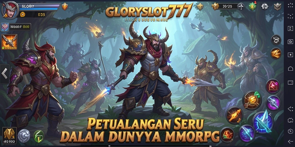 Tampilan gameplay menarik dalam GLORYSLOT777 menunjukkan aksi epik MMORPG.