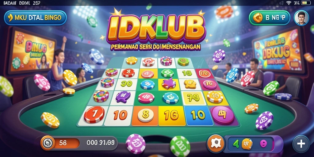 Tampilan gameplay seru IDKLUB dengan suasana bingo yang menyenangkan.