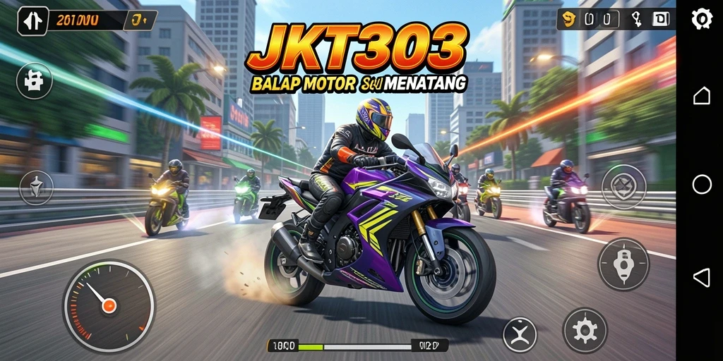 Gameplay balapan motor yang dinamis dan mendebarkan.