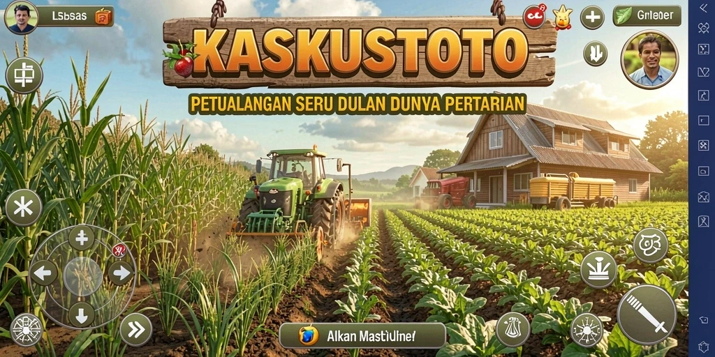 Screenshot permainan KASKUSTOTO dengan berbagai tanaman dan ladang yang dikelola.