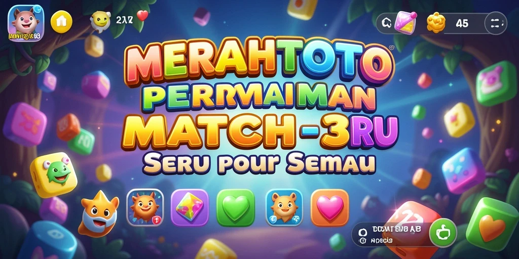 Tampilan gameplay seru dari MERAHTOTO dengan permata berwarna-warni.