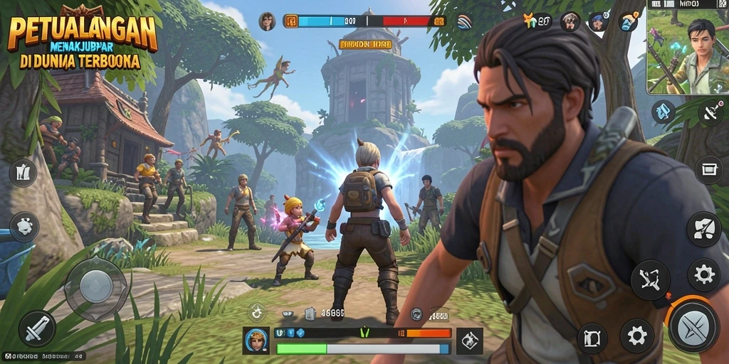 Screenshot gameplay MPOID menampilkan petualangan seru di dunia terbuka.
