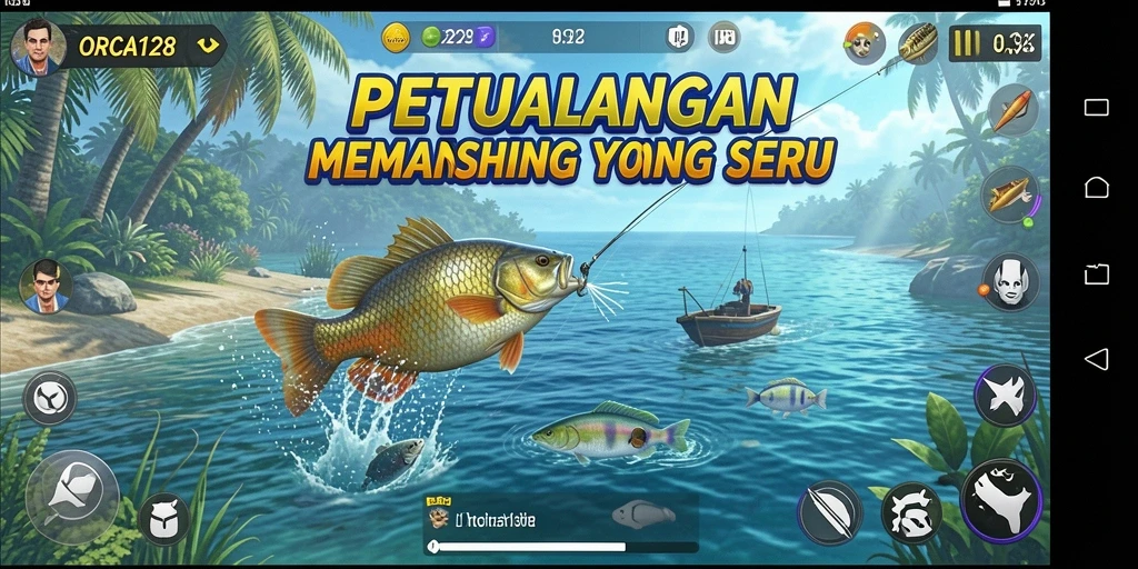 Tangkapan besar dan suasana pemandangan laut yang indah dalam ORCA128.