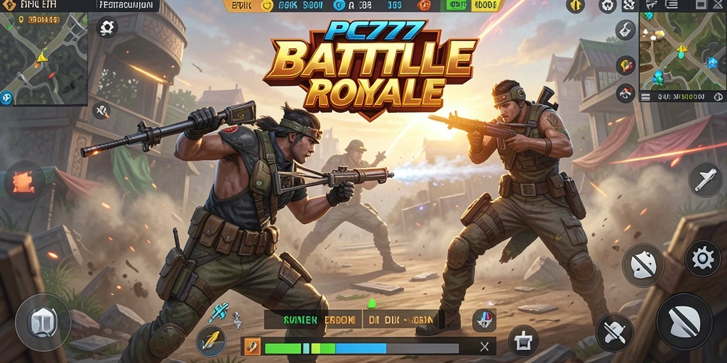 Tangkapan layar gameplay seru PC777 dalam aksi Battle Royale.