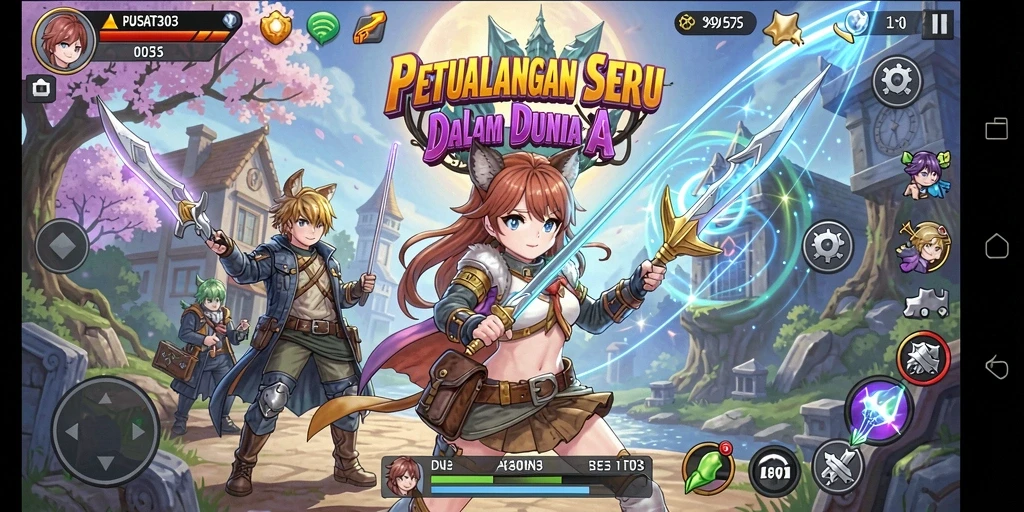 Tangkap layar PUSAT303 menampilkan aksi seru dalam petualangan anime.