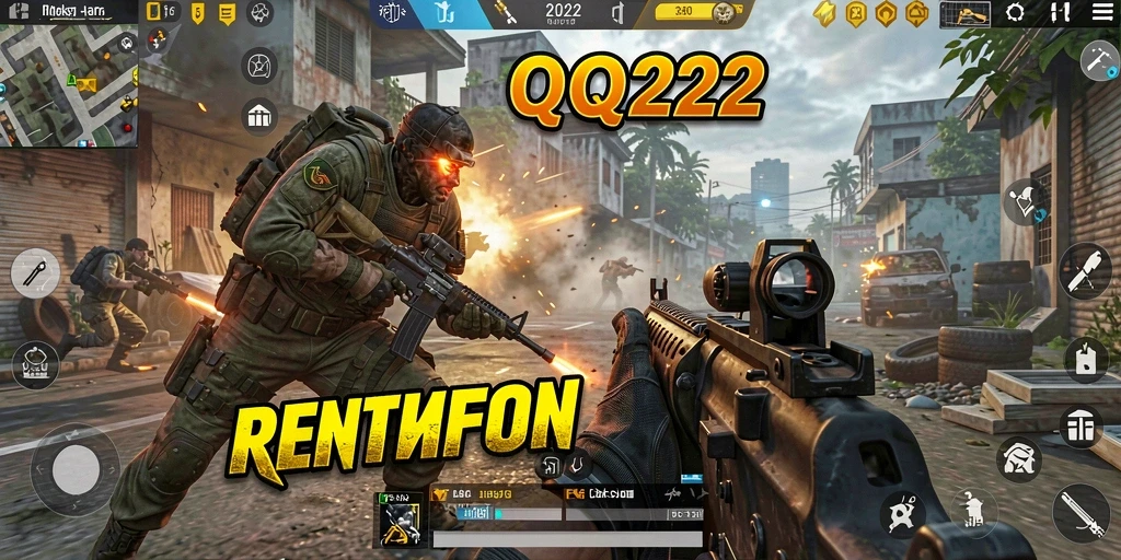 Screenshot gameplay QQ222 menampilkan aksi pertempuran yang intens.