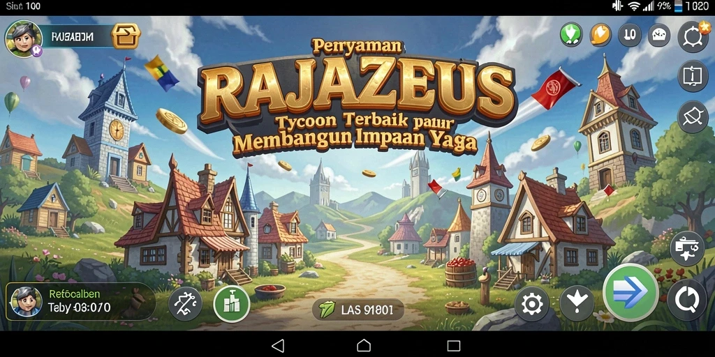 Tangkapan layar menunjukkan gameplay menarik dalam RAJAZEUS saat mengelola bisnis Tycoon.