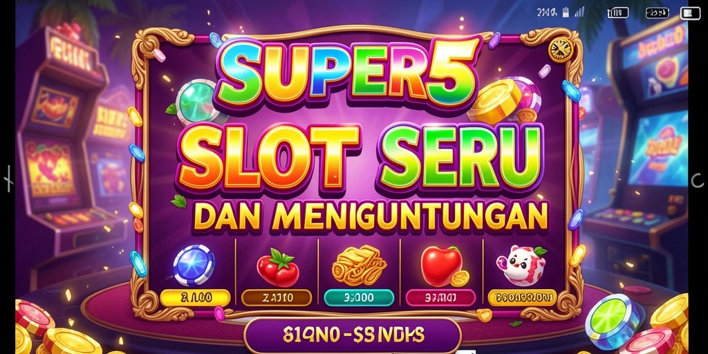 Tampilan gameplay SUPER5 dengan gulungan slot yang penuh warna.